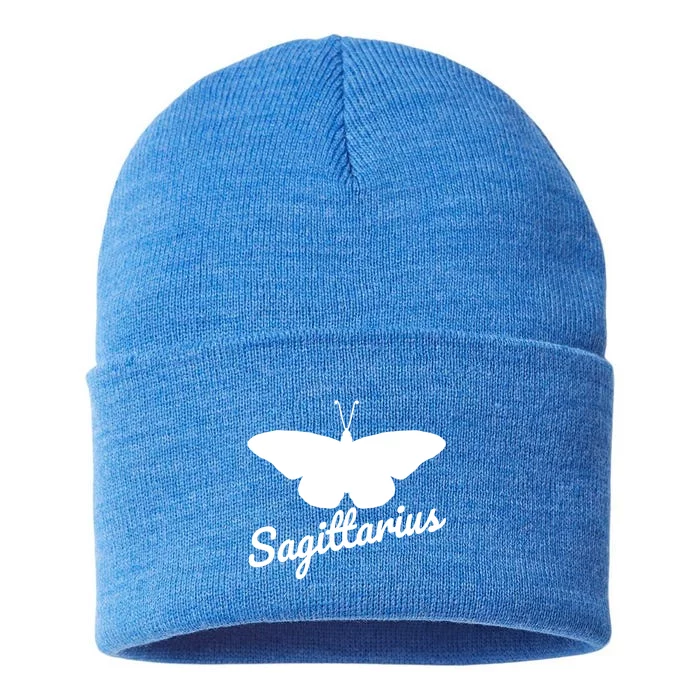 Sagittarius Butterfly Wings Sagittarius Zodiac Sign To Cool Gift Sustainable Knit Beanie