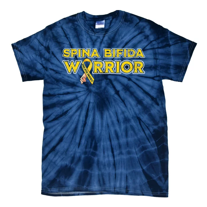 Spina Bifida Warrior Yellow Ribbon Tie-Dye T-Shirt