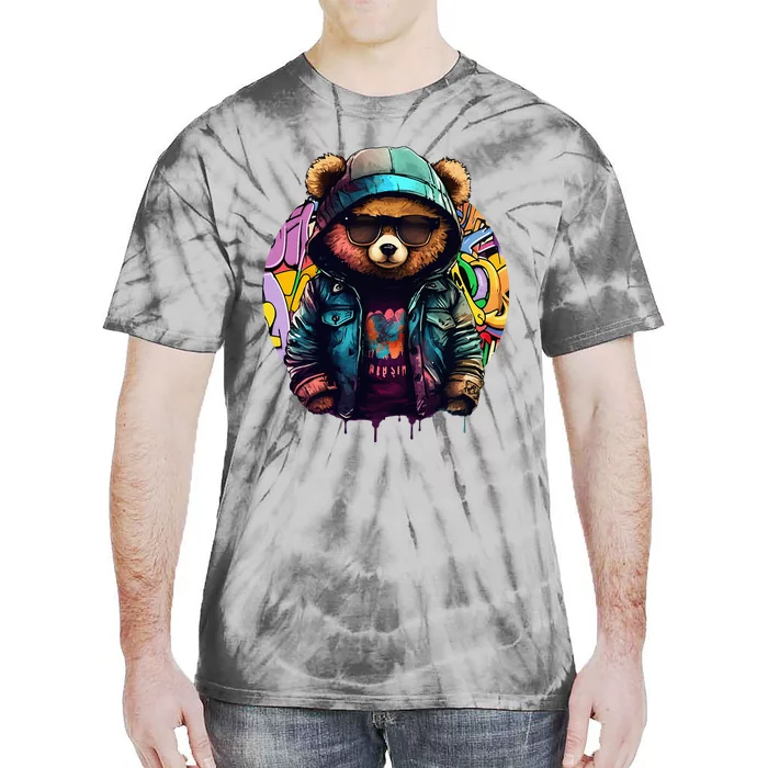 Swag Bear With Cool Glasses Urban Hip Hop Graffiti Art Style Tie-Dye T-Shirt