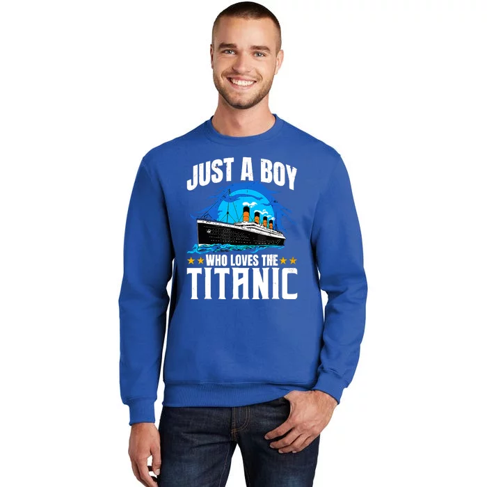 Ship Boy Who Just Love The Rms Titanic Christmas Pajama Boy Tall Sweatshirt