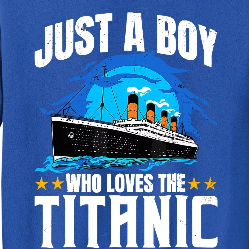 Ship Boy Who Just Love The Rms Titanic Christmas Pajama Boy Tall Sweatshirt