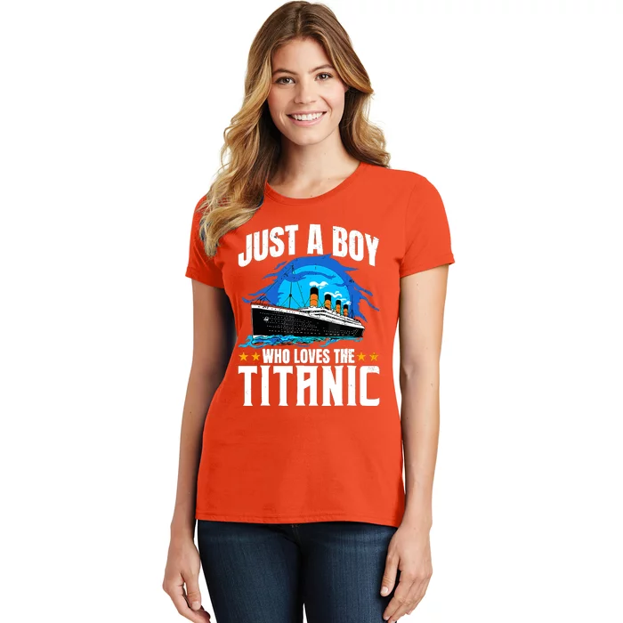 Ship Boy Who Just Love The Rms Titanic Christmas Pajama Boy Women's T-Shirt