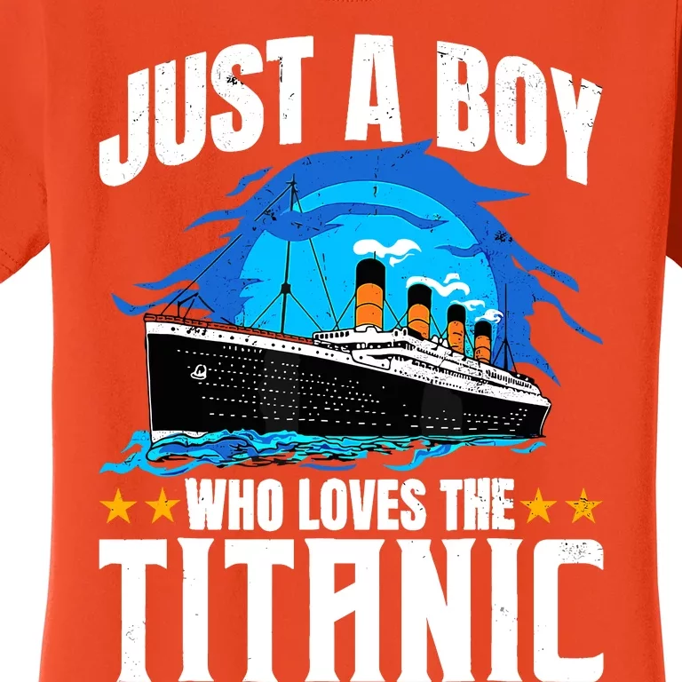 Ship Boy Who Just Love The Rms Titanic Christmas Pajama Boy Women's T-Shirt