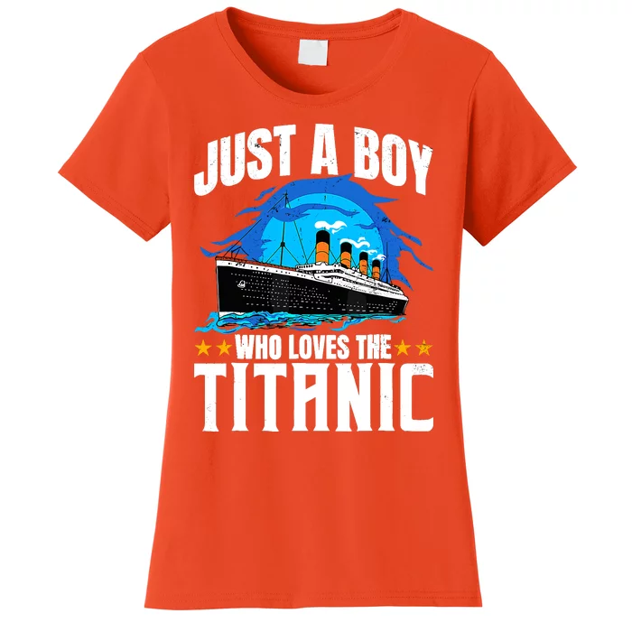 Ship Boy Who Just Love The Rms Titanic Christmas Pajama Boy Women's T-Shirt