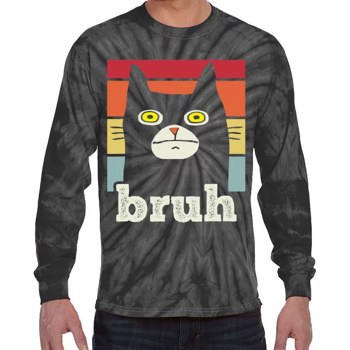 Saying Bruh With Cat Greetings Ns Tie-Dye Long Sleeve Shirt