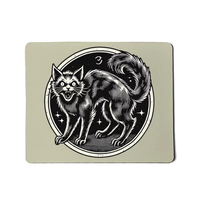 Scary Black Witch Cat Extraordinary Scary Mousepad