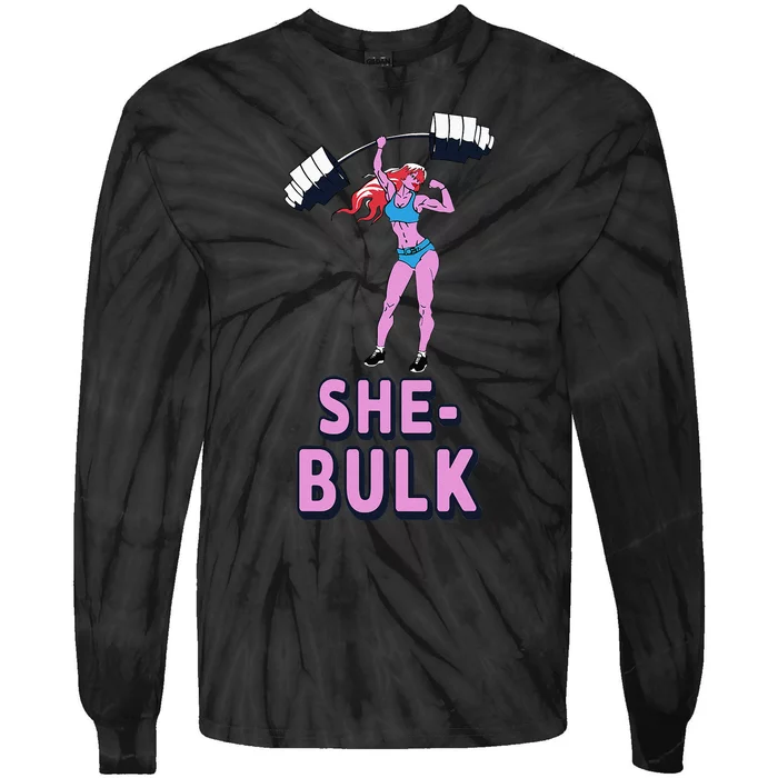 She Bulk Weightlifting Bodybuilding Gym Fitness Tie-Dye Long Sleeve Shirt