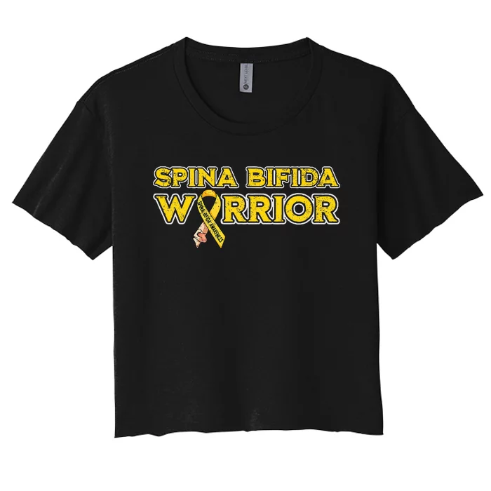 Spina Bifida Warrior Yellow Ribbon Women's Crop Top Tee