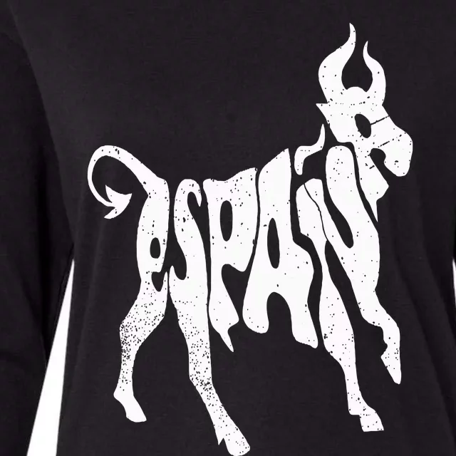 Spain Bull Word Art Cool Espana Animal Womens Cotton Relaxed Long Sleeve T-Shirt