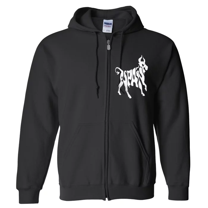 Spain Bull Word Art Cool Espana Animal Full Zip Hoodie