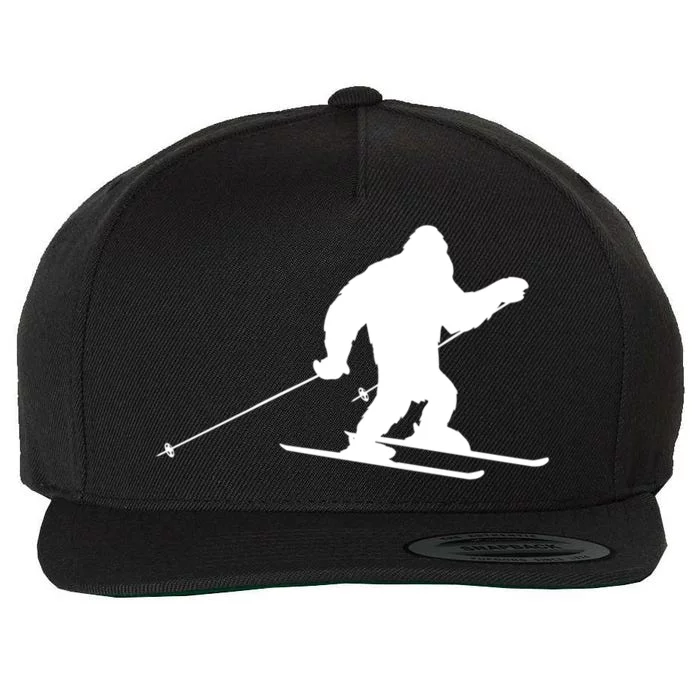 Skiing Bigfoot Winter Skiing Ski Instructor Gift Wool Snapback Cap