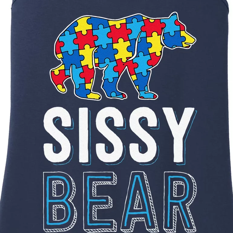 Sissy Bear World Autism Awareness Day Family Puzzle Piece Ladies Essential Tank