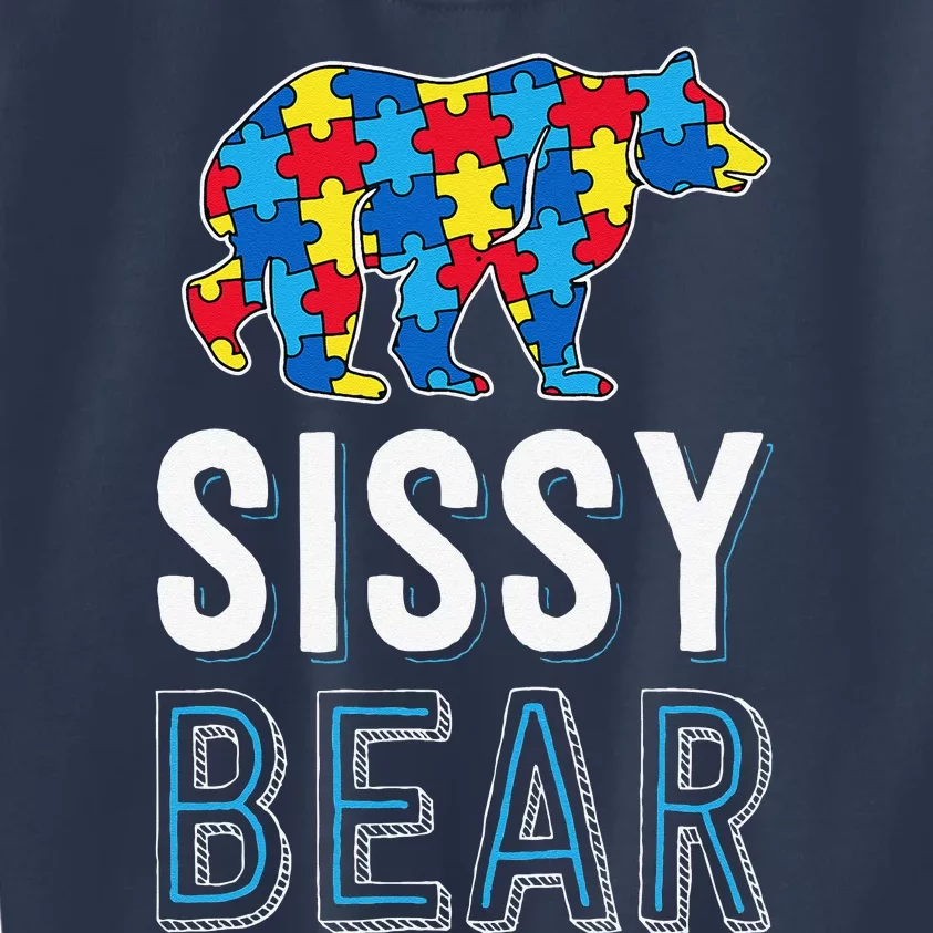 Sissy Bear World Autism Awareness Day Family Puzzle Piece Kids Sweatshirt