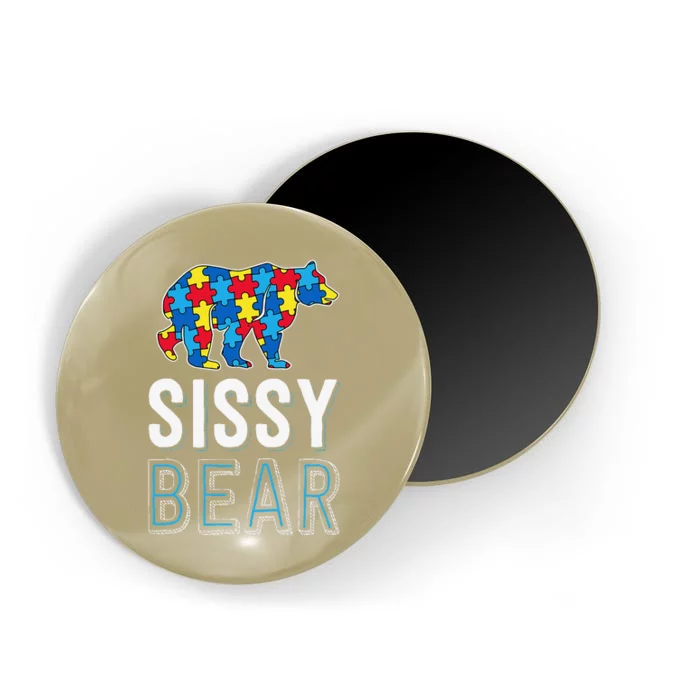 Sissy Bear World Autism Awareness Day Family Puzzle Piece Magnet