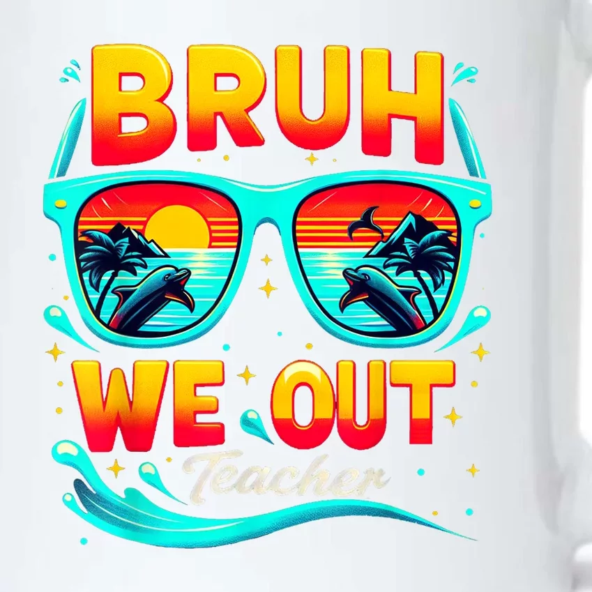 Sunset Bruh We Out Teacher Glasses Summer Gift Black Color Changing Mug