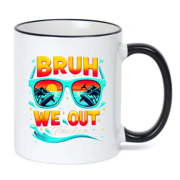 Sunset Bruh We Out Teacher Glasses Summer Gift Black Color Changing Mug