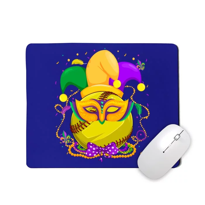 Softball Ball With Jester Hat Mardi Gras Fat Tuesday Parade Gift Mousepad