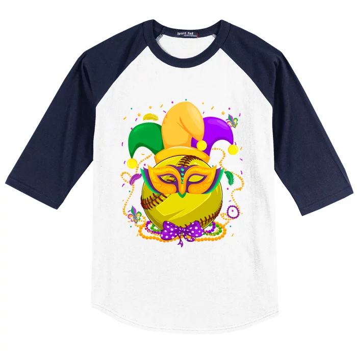 Softball Ball With Jester Hat Mardi Gras Fat Tuesday Parade Gift Baseball Sleeve Shirt