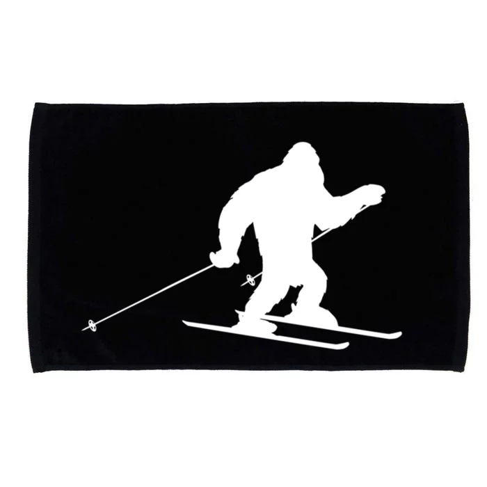 Skiing Bigfoot Winter Skiing Ski Instructor Gift Microfiber Hand Towel