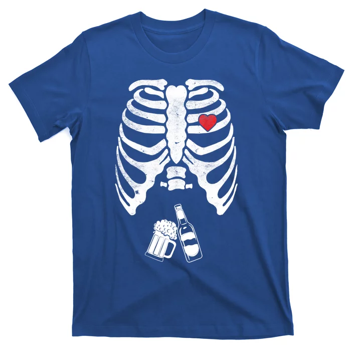 Skeleton Beer Xray Pregnancy Announcet Dad Cute Halloween Gift T-Shirt