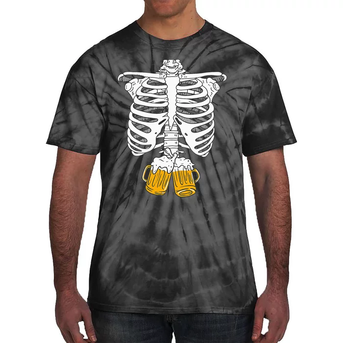 Skeleton Beer Xray Pregnancy Announcement Dad Tie-Dye T-Shirt