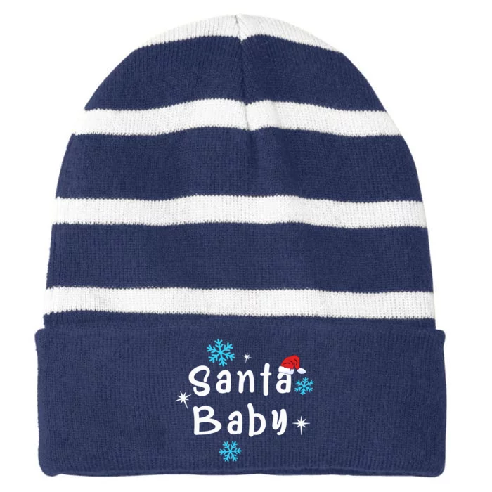 Santa Baby | Xmas Merry Christmas Striped Beanie with Solid Band