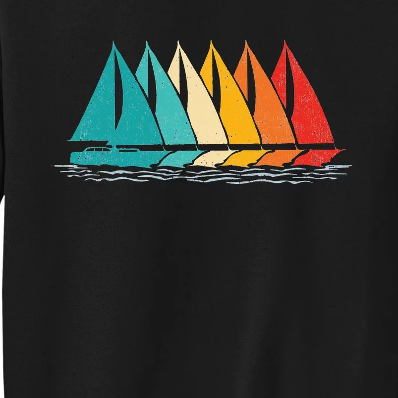 Sailing Boat Yacht Sailor Nautical Retro Sunset Sail Tall Sweatshirt