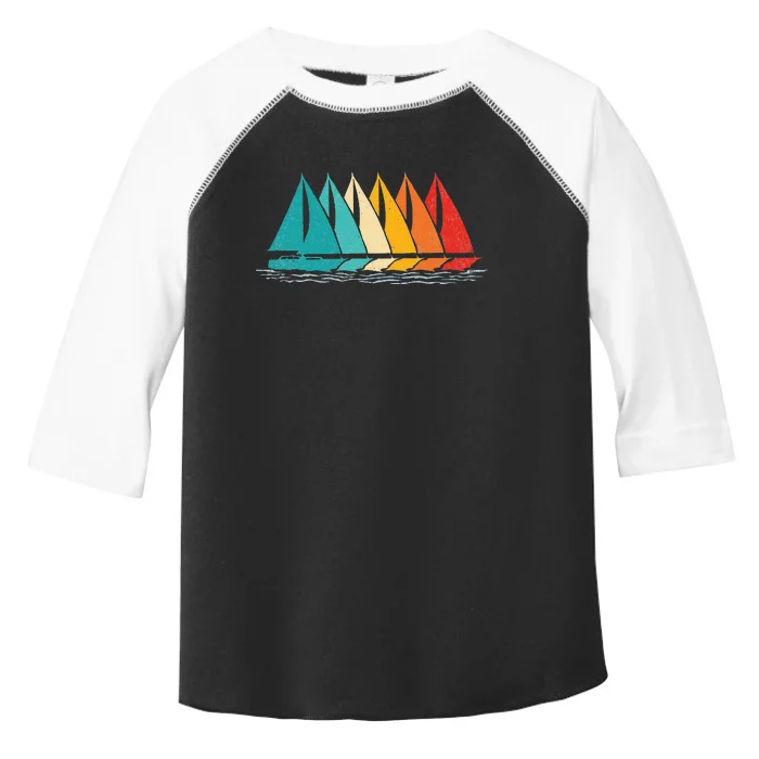 Sailing Boat Yacht Sailor Nautical Retro Sunset Sail Toddler Fine Jersey T-Shirt