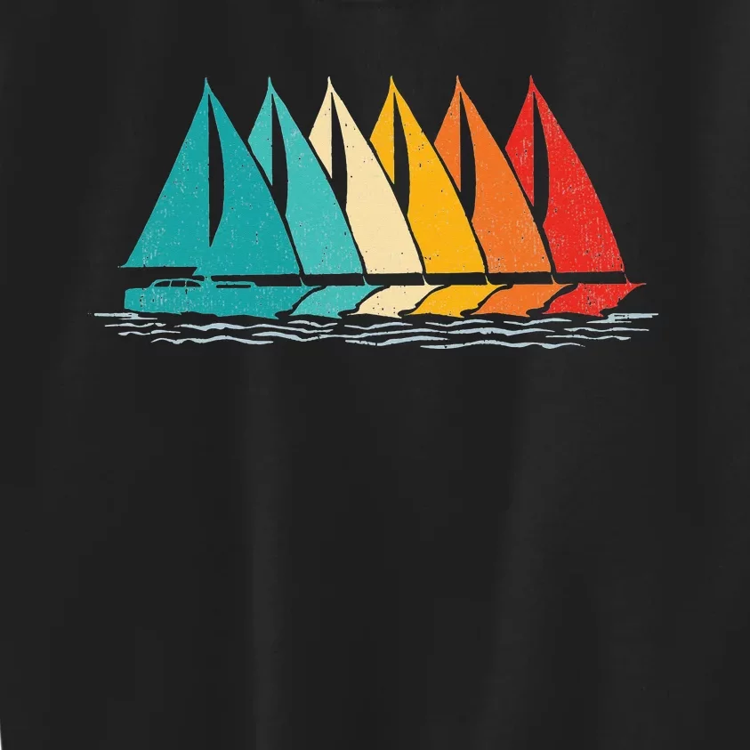 Sailing Boat Yacht Sailor Nautical Retro Sunset Sail Kids Sweatshirt