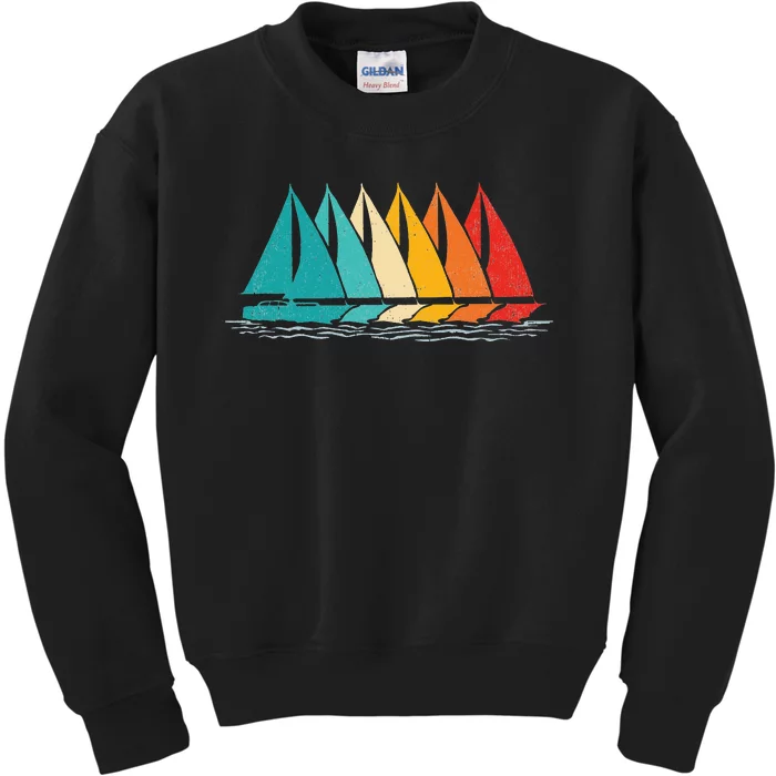 Sailing Boat Yacht Sailor Nautical Retro Sunset Sail Kids Sweatshirt