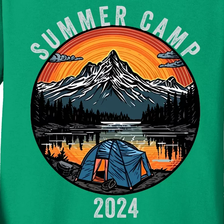 Summer Camp 2024 Camper Life Bonfire Camp Fire Funny Camping Fun Outdoors Kids Long Sleeve Shirt