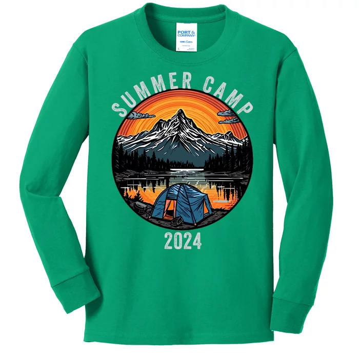 Summer Camp 2024 Camper Life Bonfire Camp Fire Funny Camping Fun Outdoors Kids Long Sleeve Shirt