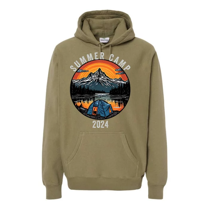 Summer Camp 2024 Camper Life Bonfire Camp Fire Funny Camping Fun Outdoors Premium Hoodie