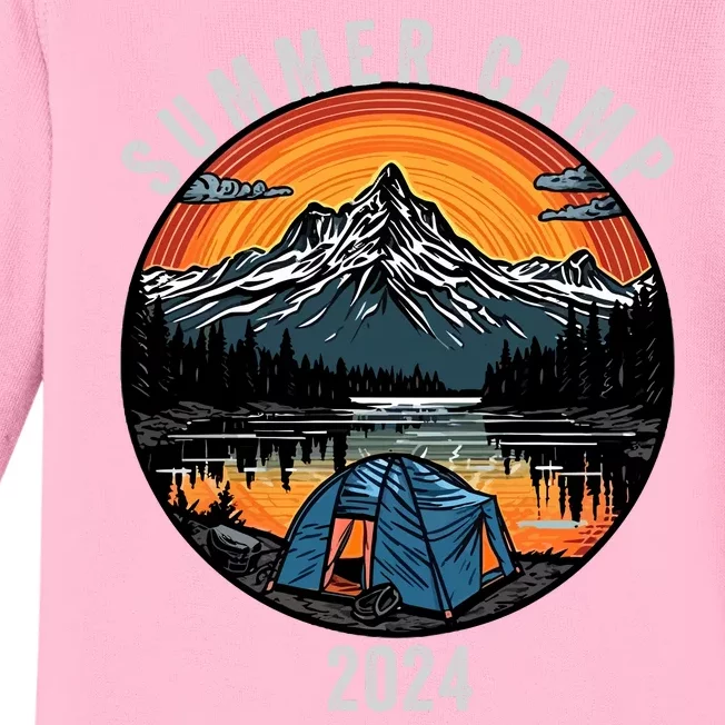 Summer Camp 2024 Camper Life Bonfire Camp Fire Funny Camping Fun Outdoors Baby Long Sleeve Bodysuit