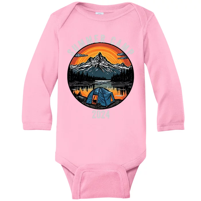 Summer Camp 2024 Camper Life Bonfire Camp Fire Funny Camping Fun Outdoors Baby Long Sleeve Bodysuit