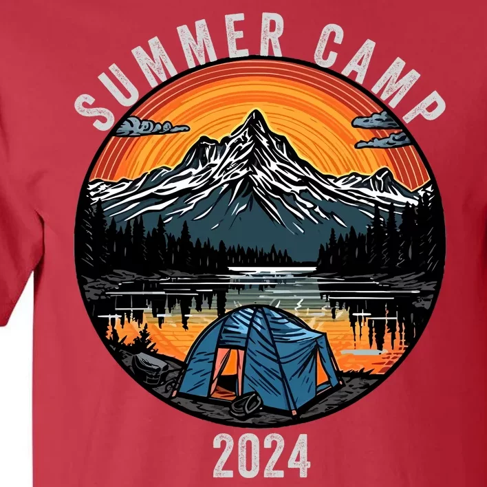 Summer Camp 2024 Camper Life Bonfire Camp Fire Funny Camping Fun Outdoors Tall T-Shirt