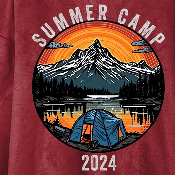 Summer Camp 2024 Camper Life Bonfire Camp Fire Funny Camping Fun Outdoors Hooded Wearable Blanket