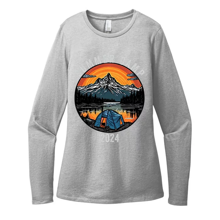 Summer Camp 2024 Camper Life Bonfire Camp Fire Funny Camping Fun Outdoors Womens CVC Long Sleeve Shirt