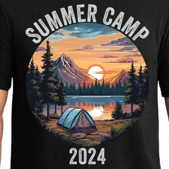 Summer Camp 2024 Fun Outdoors Camper Life Bonfire Camp Fire Funny Camping Pajama Set