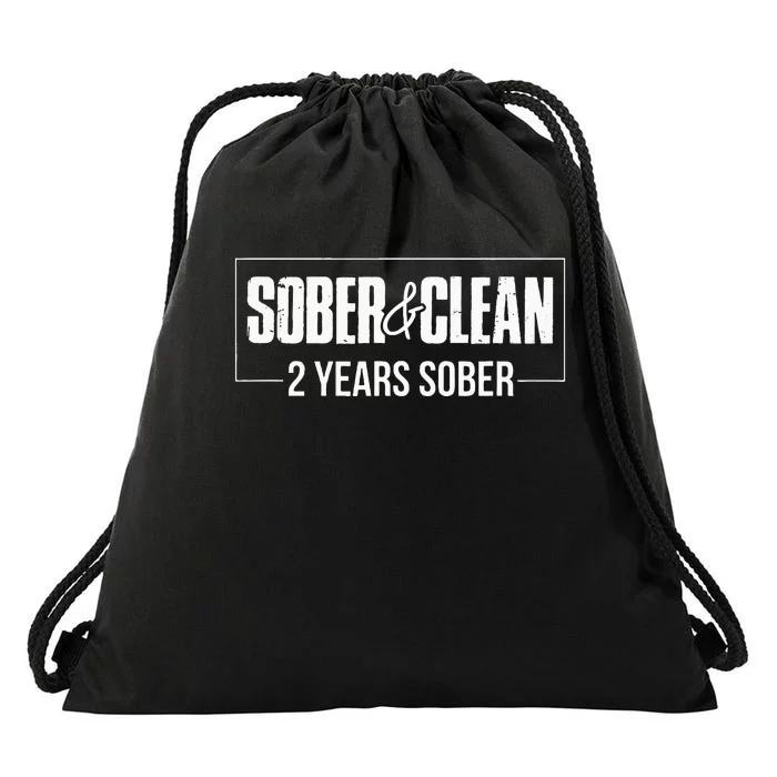 Sober & Clean 2 Years Sobriety Gift Sober Anniversary Gift Drawstring Bag