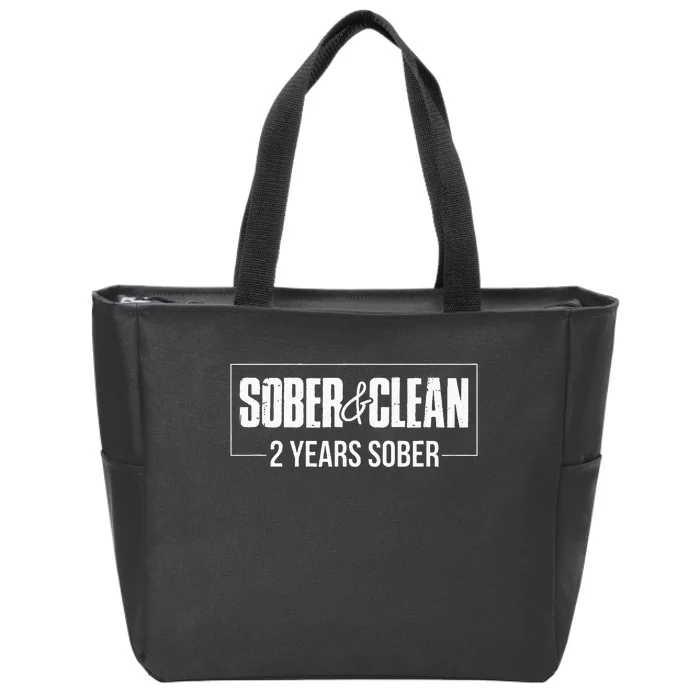 Sober & Clean 2 Years Sobriety Gift Sober Anniversary Gift Zip Tote Bag