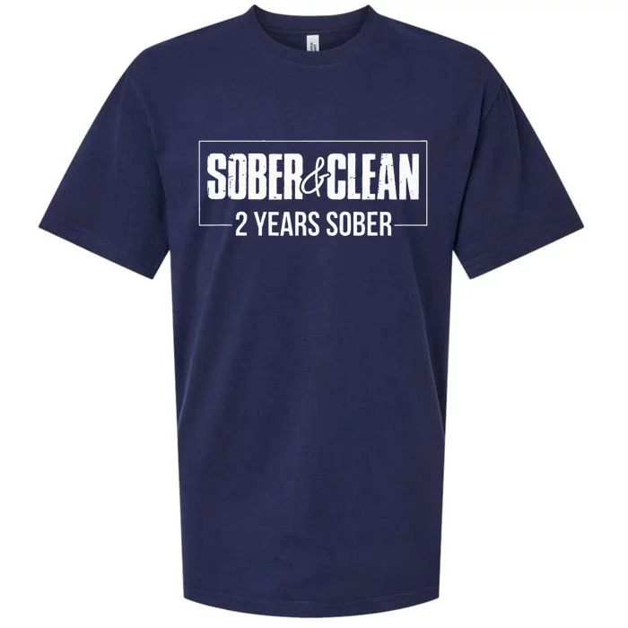 Sober & Clean 2 Years Sobriety Gift Sober Anniversary Gift Sueded Cloud Jersey T-Shirt