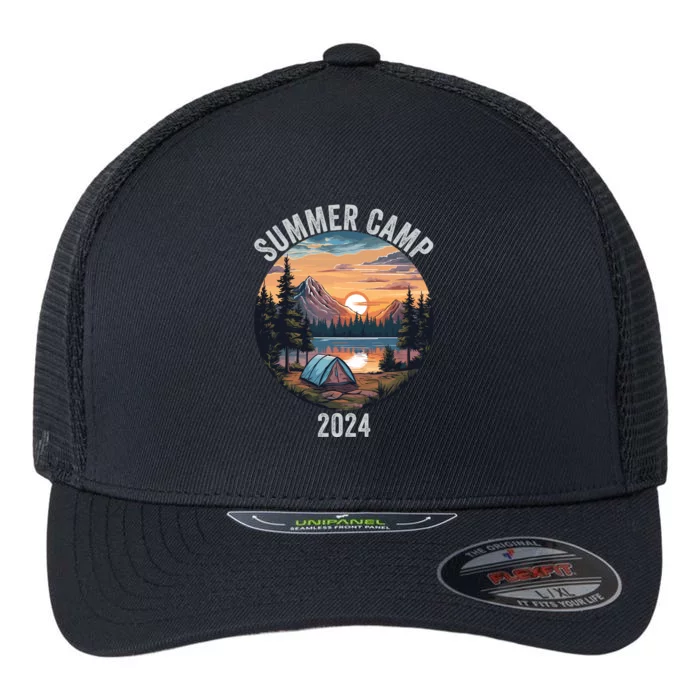 Summer Camp 2024 Funny Camping Fun Outdoors Camper Life Bonfire Camp Fire Flexfit Unipanel Trucker Cap