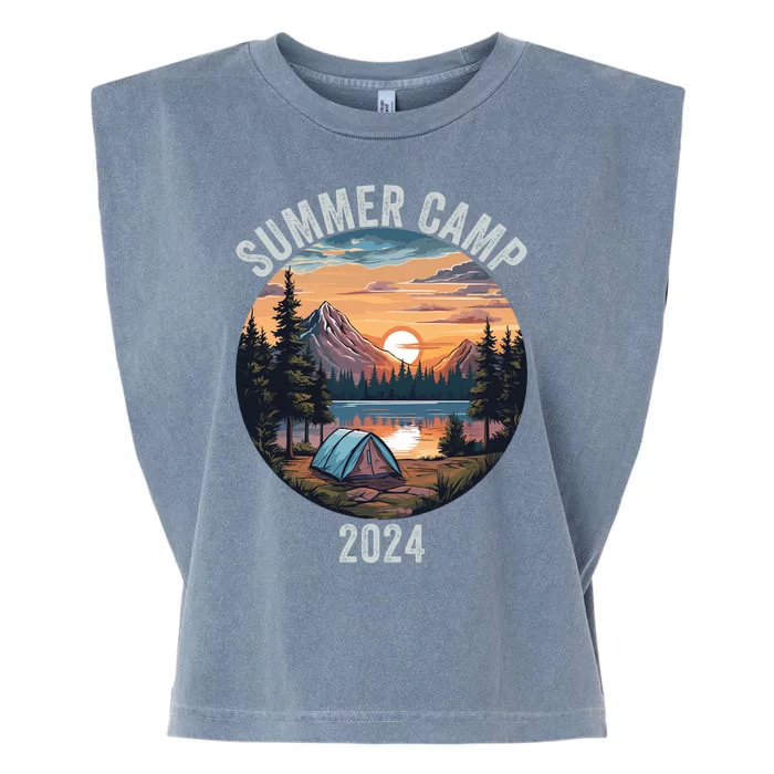 Summer Camp 2024 Funny Camping Fun Outdoors Camper Life Bonfire Camp Fire Garment-Dyed Women's Muscle Tee