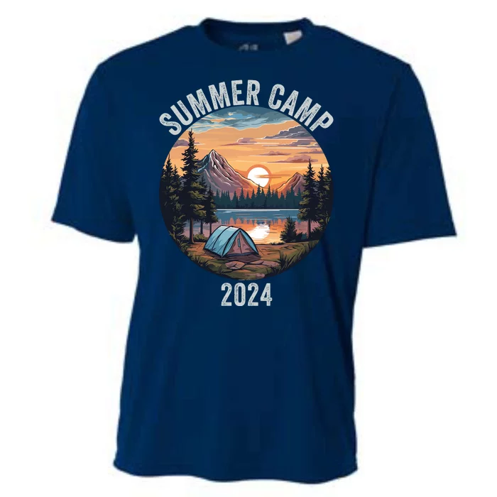 Summer Camp 2024 Funny Camping Fun Outdoors Camper Life Bonfire Camp Fire Cooling Performance Crew T-Shirt