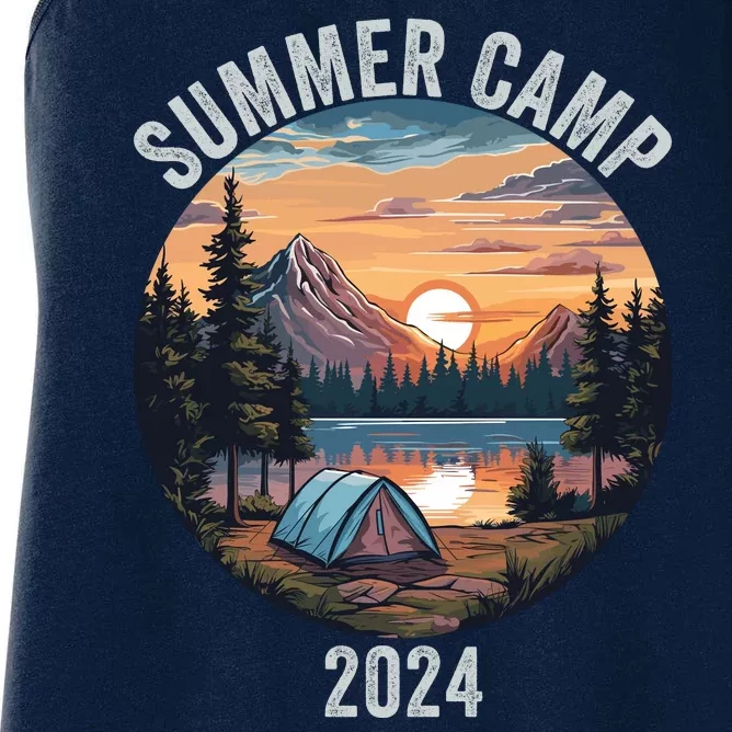 Summer Camp 2024 Funny Camping Fun Outdoors Camper Life Bonfire Camp Fire Women's Racerback Tank