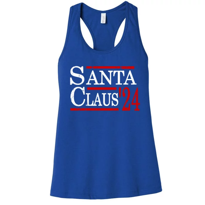 Santa Claus 2024 President Funny Christmas Xmas Holiday Meaningful Gift Women's Racerback Tank