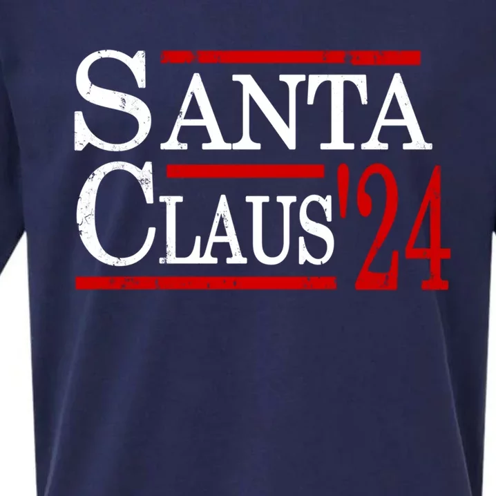 Santa Claus 2024 President Funny Christmas Xmas Holiday Meaningful Gift Sueded Cloud Jersey T-Shirt