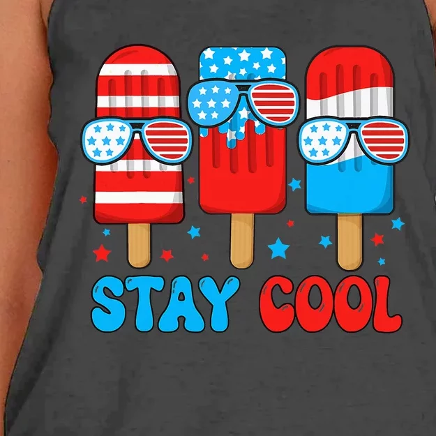 Stay Cool 4th July Popsicle Women's Knotted Racerback Tank