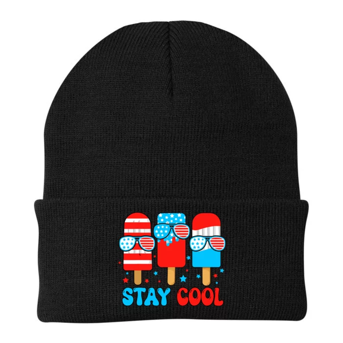 Stay Cool 4th July Popsicle Usa Flag American Knit Cap Winter Beanie